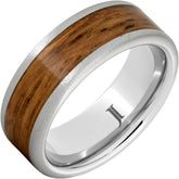 Barrel Aged Serinium® Ring with Rye Whiskey Wood Inlay and Stone Finish